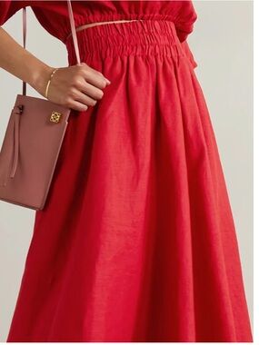 Suzie Kondi Kyria Safari Linen Circle Skirt *color Dusty Rose (not red) S